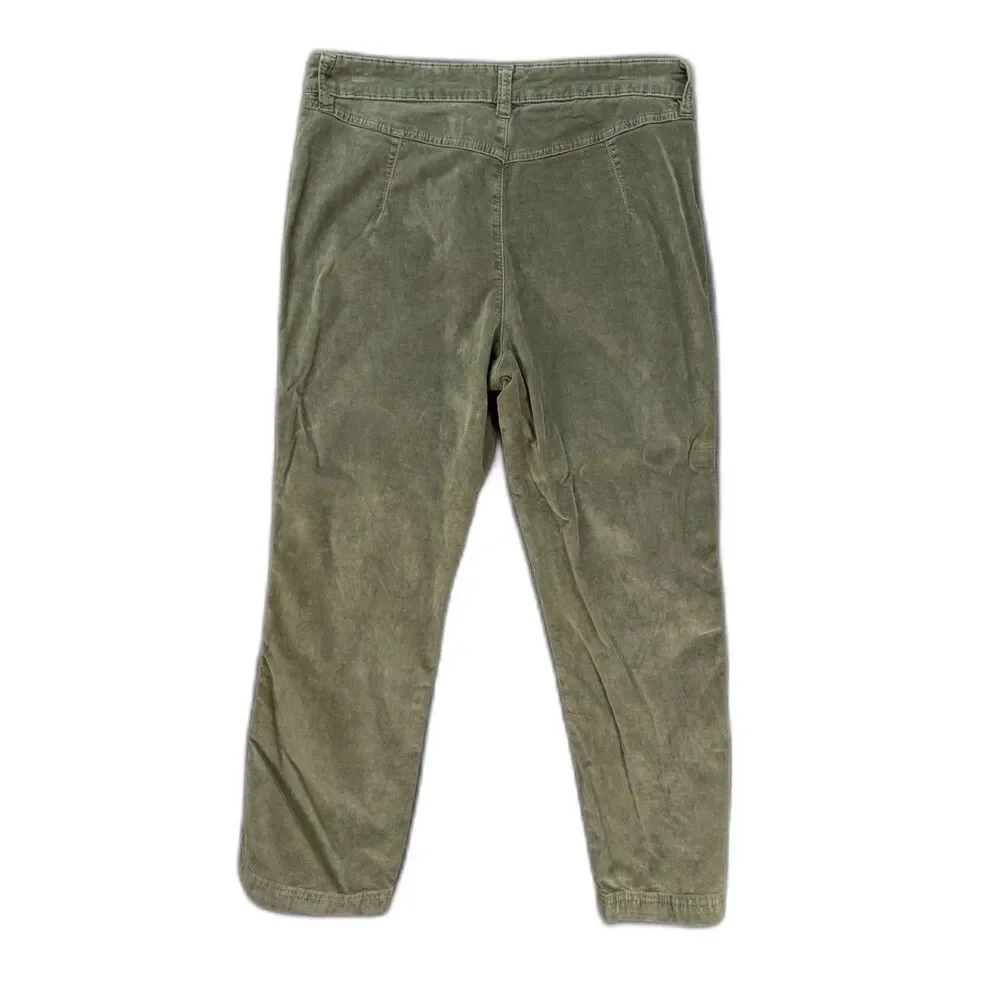 Free People High Time Velvet Flare Pants Womens Size 12 Green Stretch Boho